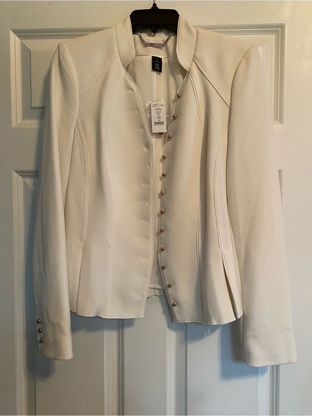 White House Black Market Cream Fitted Blazer with Gold Buttons